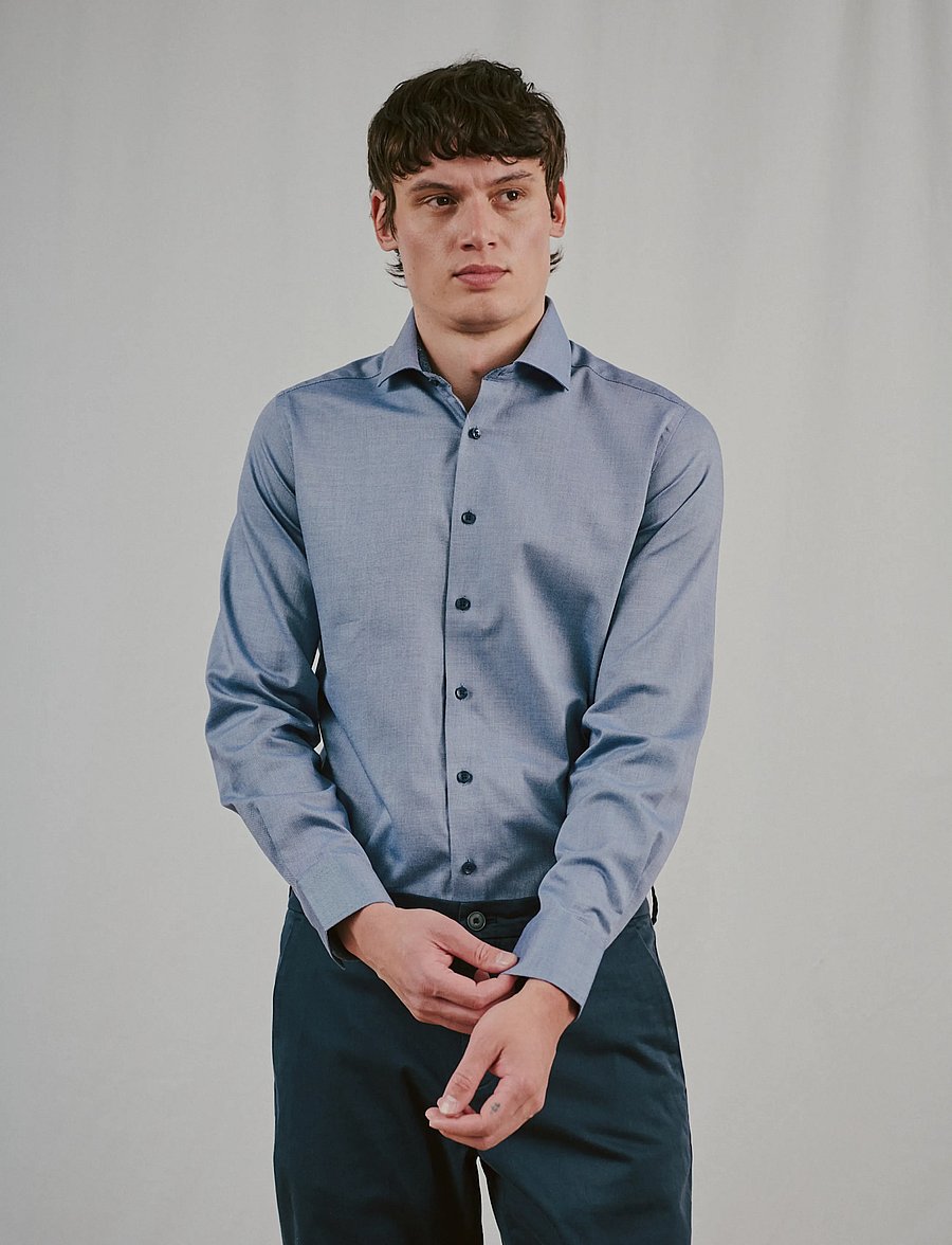 Bruun & Stengade - BS Fupz Slim Fit Shirt - kostymskjortor - navy - 0