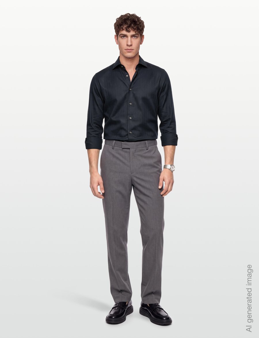 Bruun & Stengade - BS Meyers Slim Fit Shirt - ametlikud särgid - thunder - 0