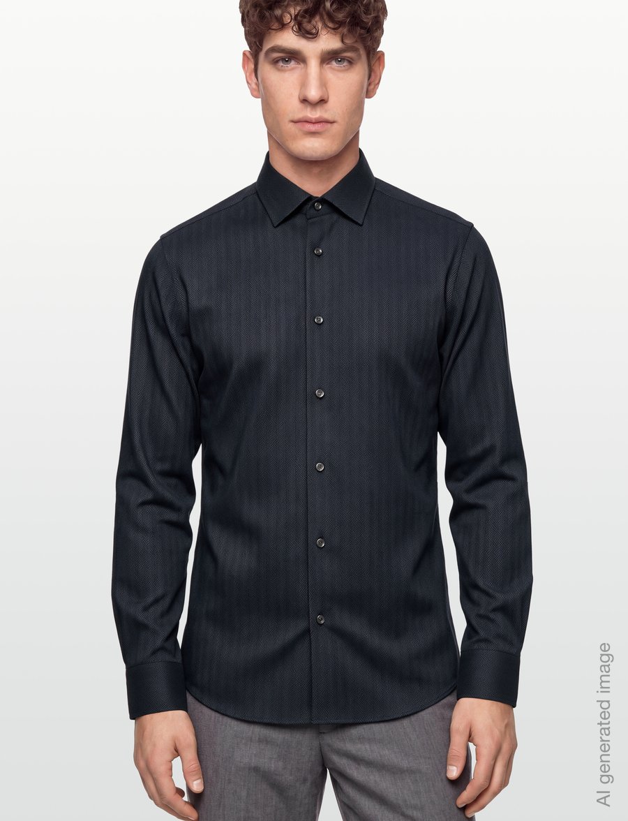 Bruun & Stengade - BS Meyers Slim Fit Shirt - ametlikud särgid - thunder - 3