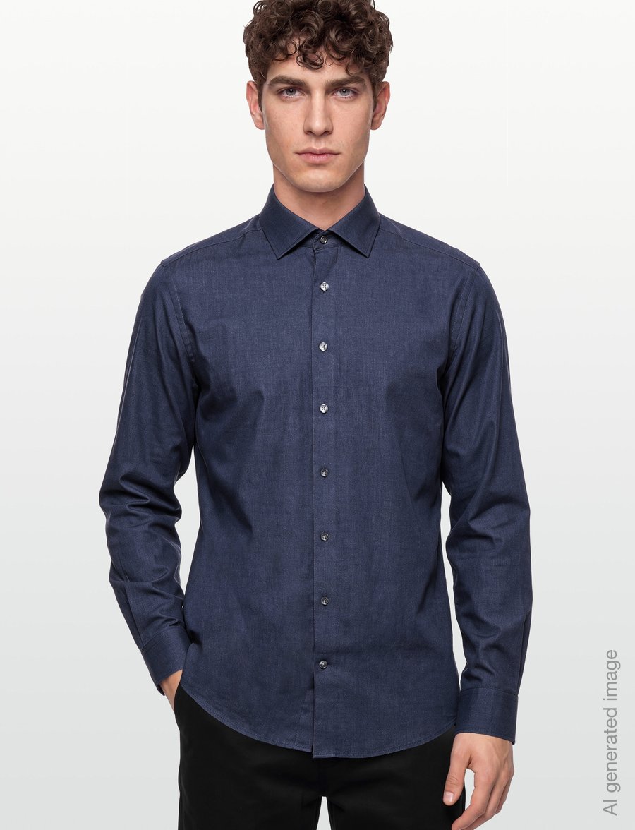 Bruun & Stengade - BS Kinney Slim Fit Shirt - ametlikud särgid - navy - 3