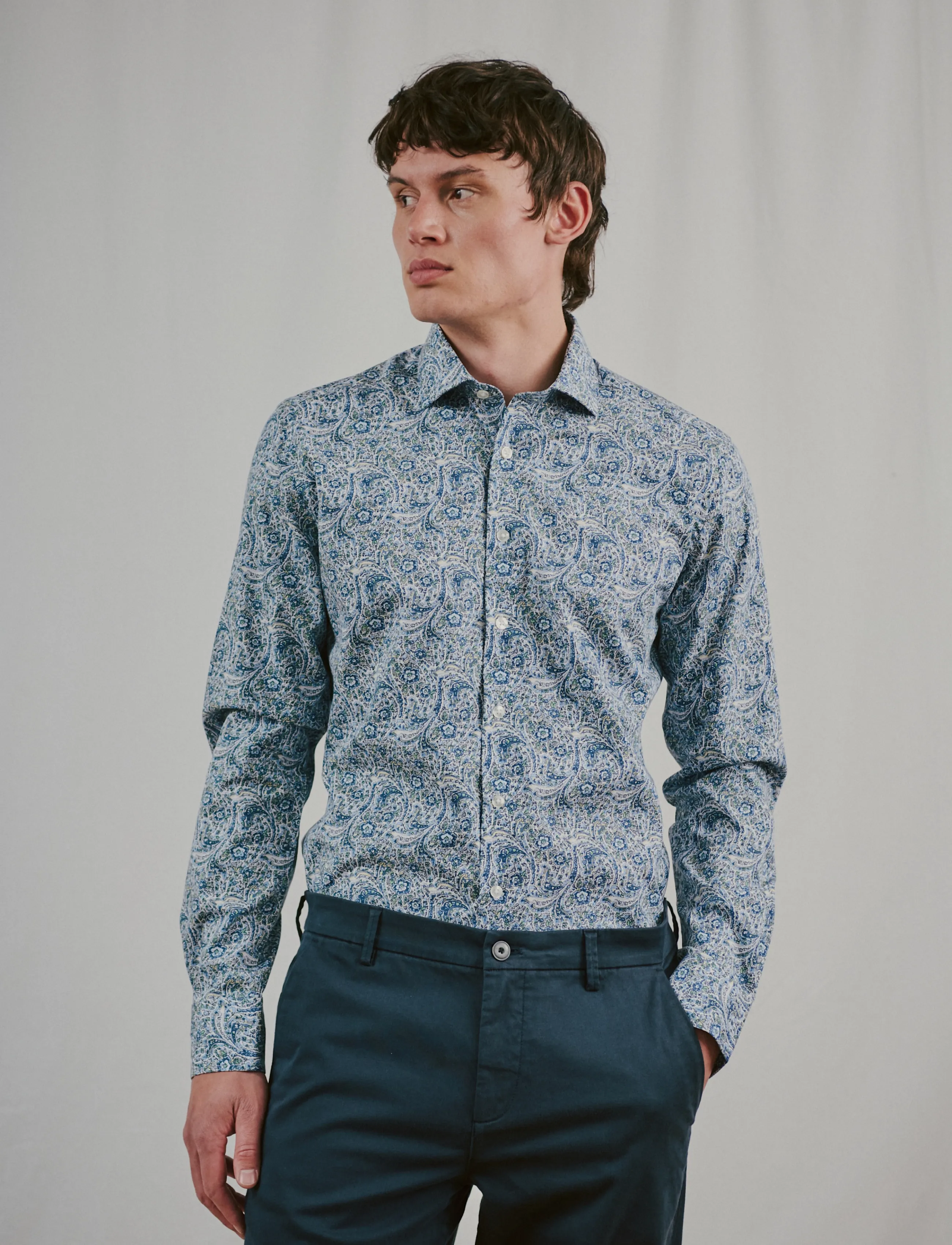 Bruun & Stengade BS Tolkien Modern Fit Shirt - Riided - NAVY / navy