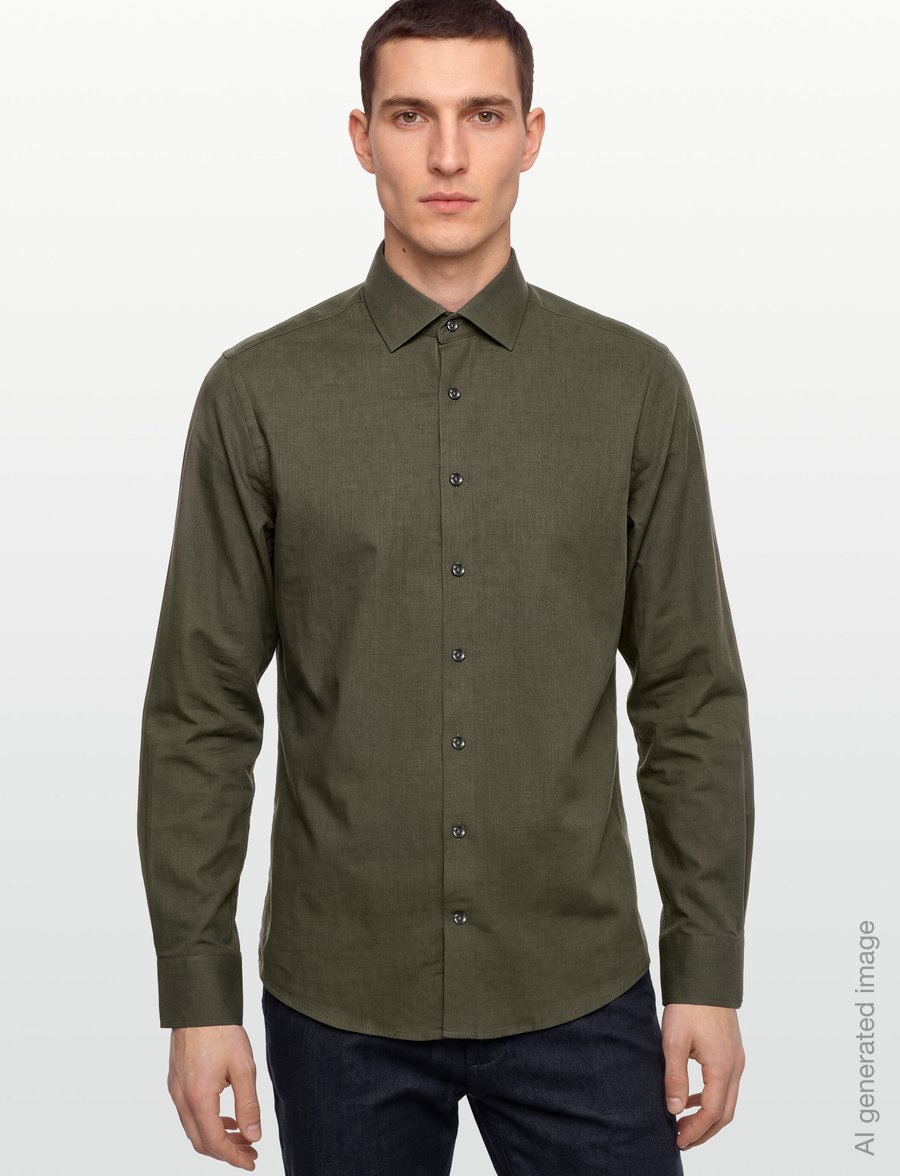 Bruun & Stengade - BS Andersen Modern Fit Shirt - ametlikud särgid - green - 3