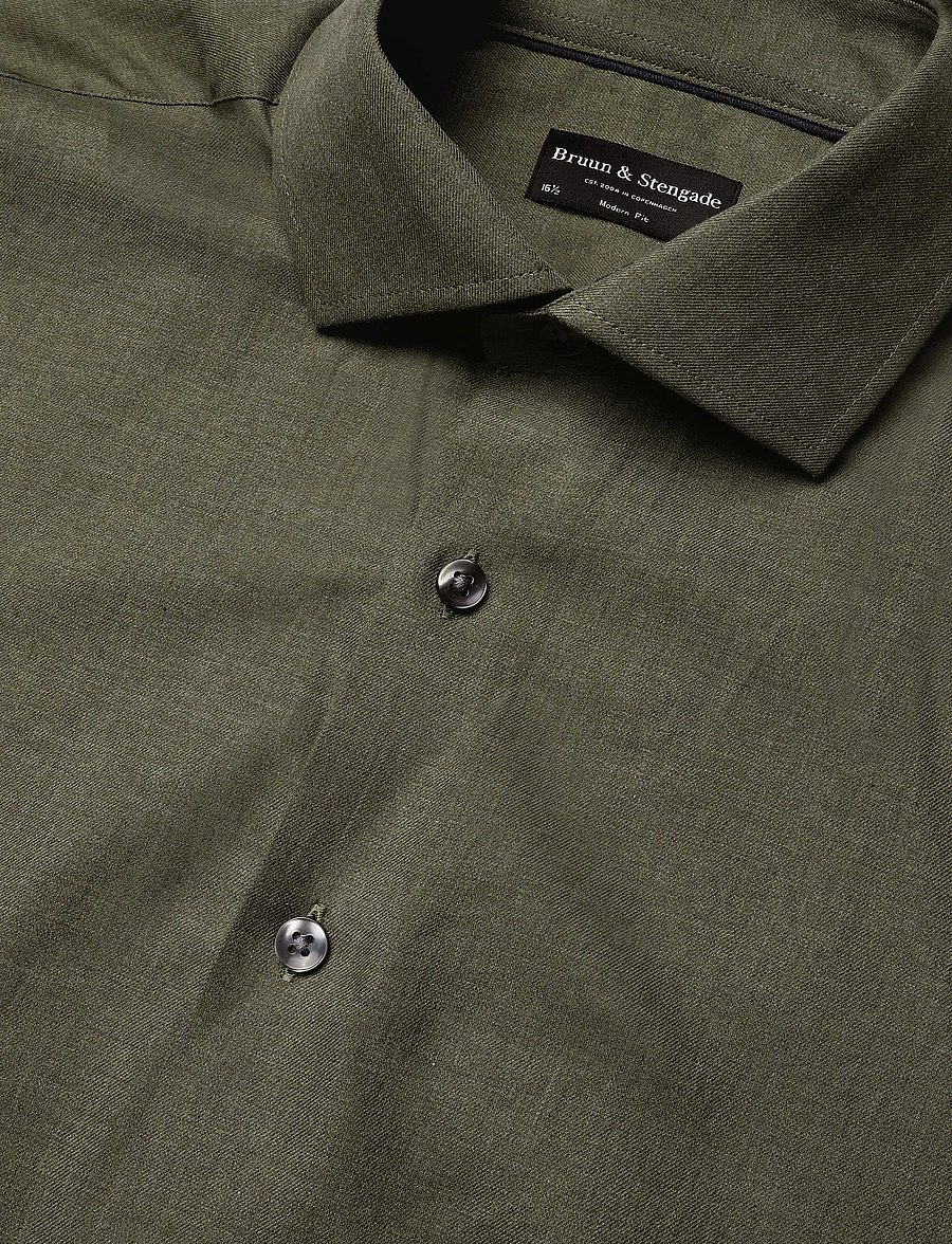 Bruun & Stengade - BS Andersen Modern Fit Shirt - ametlikud särgid - green - 2