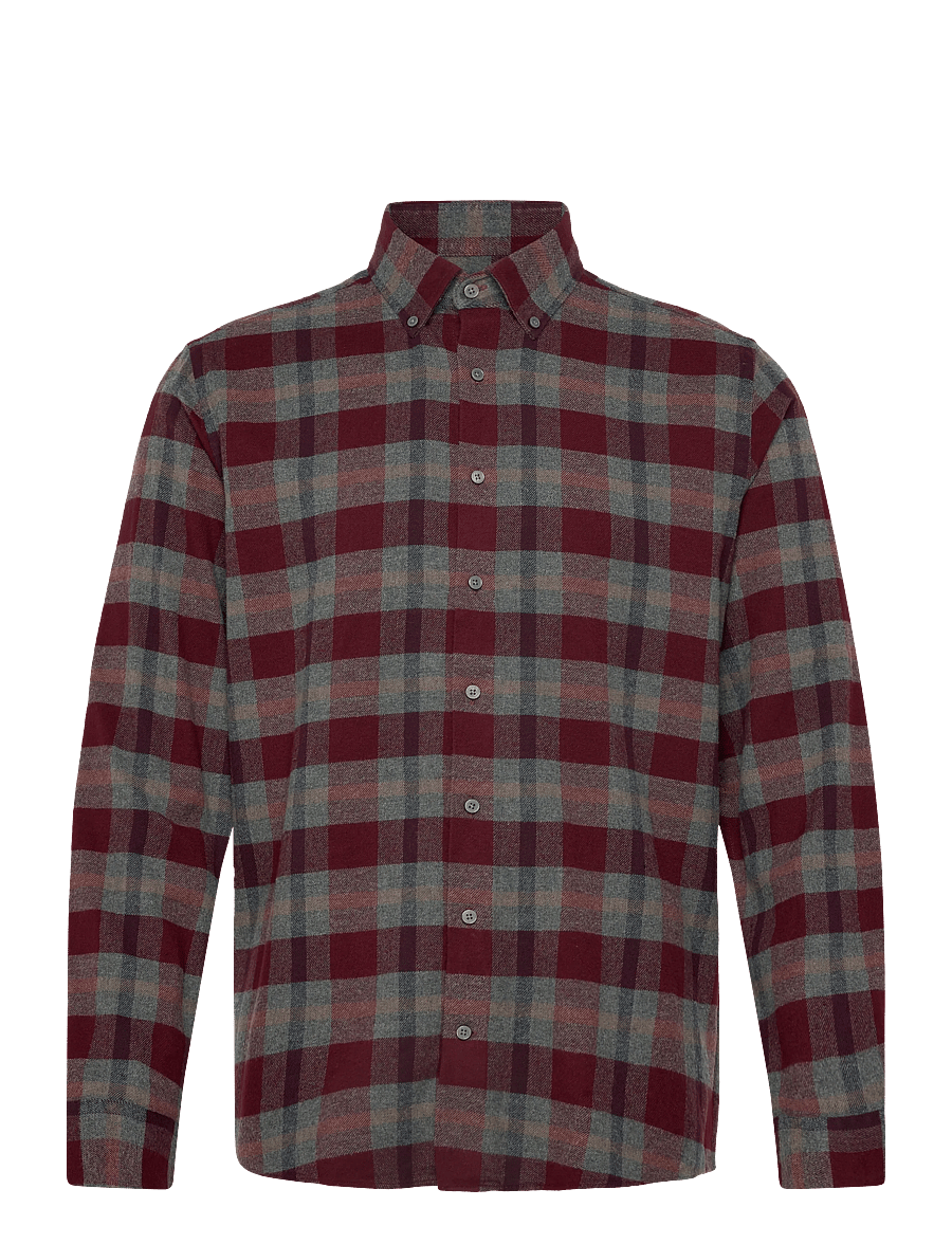 Bruun & Stengade - BS Letsie Casual Modern Fit Shirt - flannel shirts - wine - 0