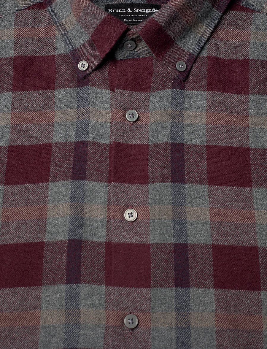 Bruun & Stengade - BS Letsie Casual Modern Fit Shirt - flannel shirts - wine - 2