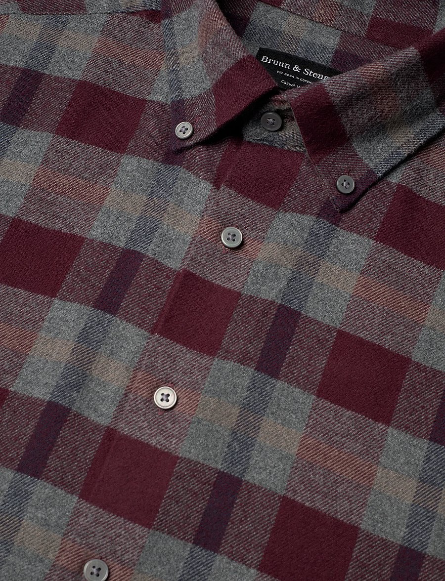 Bruun & Stengade - BS Letsie Casual Modern Fit Shirt - flannel shirts - wine - 3