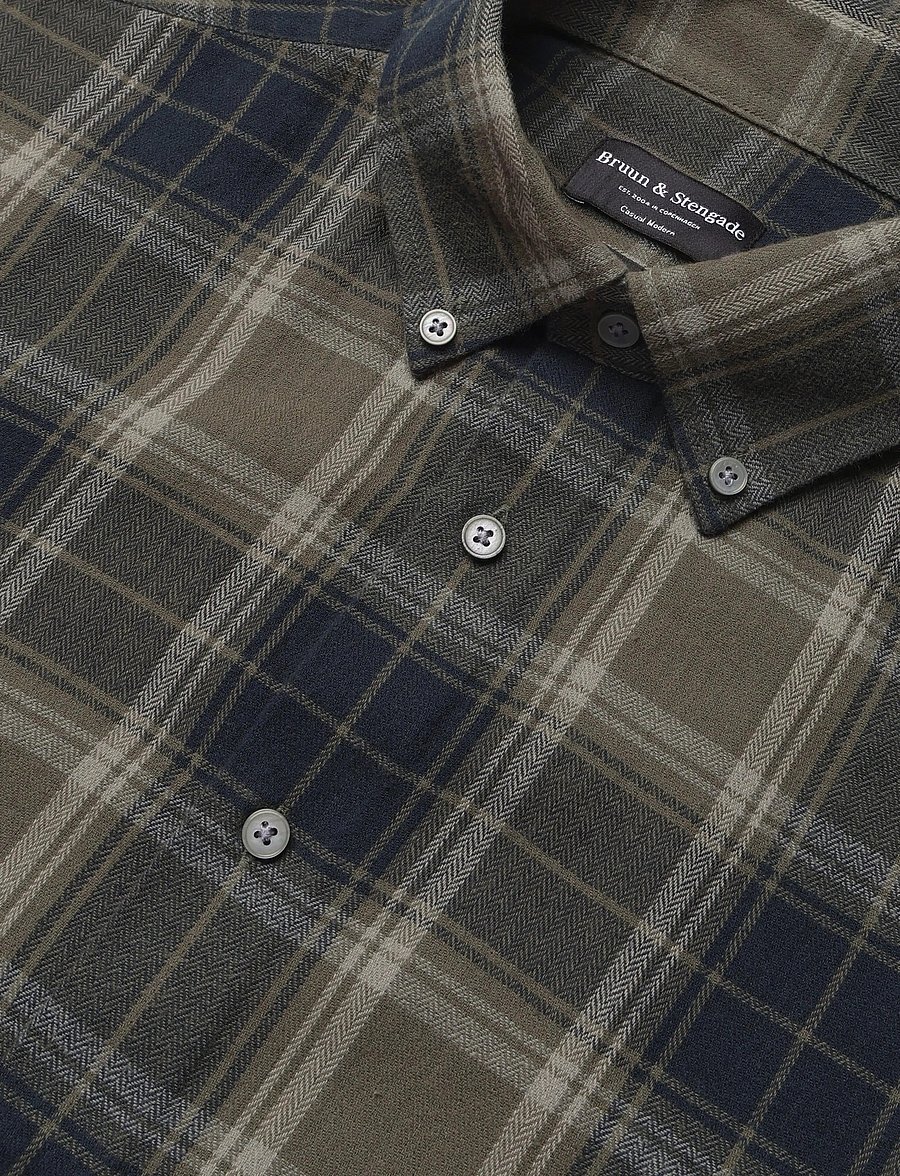 Bruun & Stengade - BS Bolkiah Casual Modern Fit Shirt - rutiga skjortor - green - 5