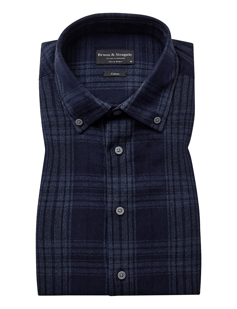 Bruun & Stengade - BS Sihamoni Casual Modern Fit Shirt - flanellsärgid - blue - 0