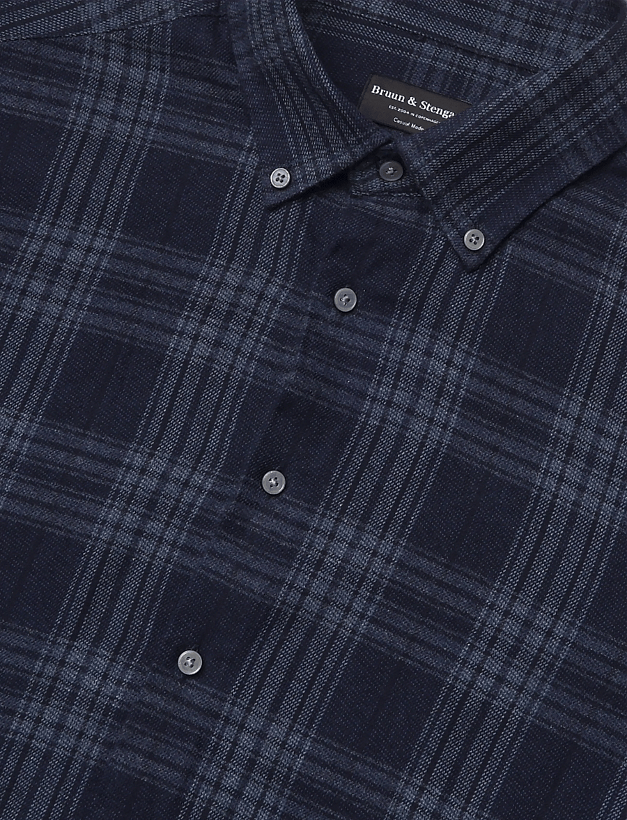 Bruun & Stengade - BS Sihamoni Casual Modern Fit Shirt - flanellskjortor - blue - 2