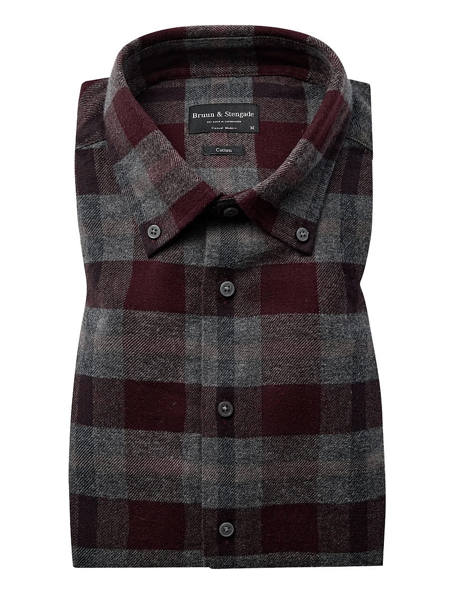 Bruun & Stengade - BS Norodom Casual Modern Fit Shirt - flanellsärgid - brown - 1
