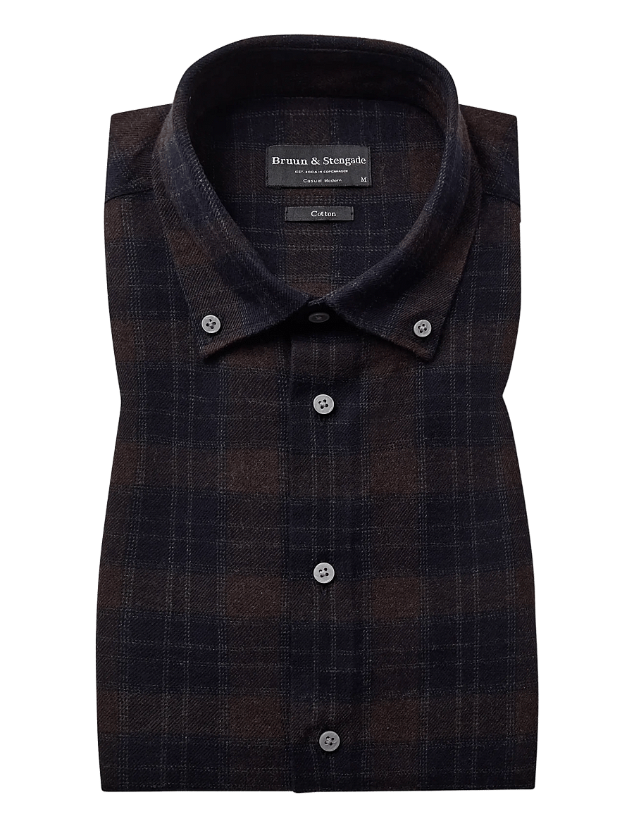 Bruun & Stengade - BS Norodom Casual Modern Fit Shirt - flanellsärgid - brown - 2
