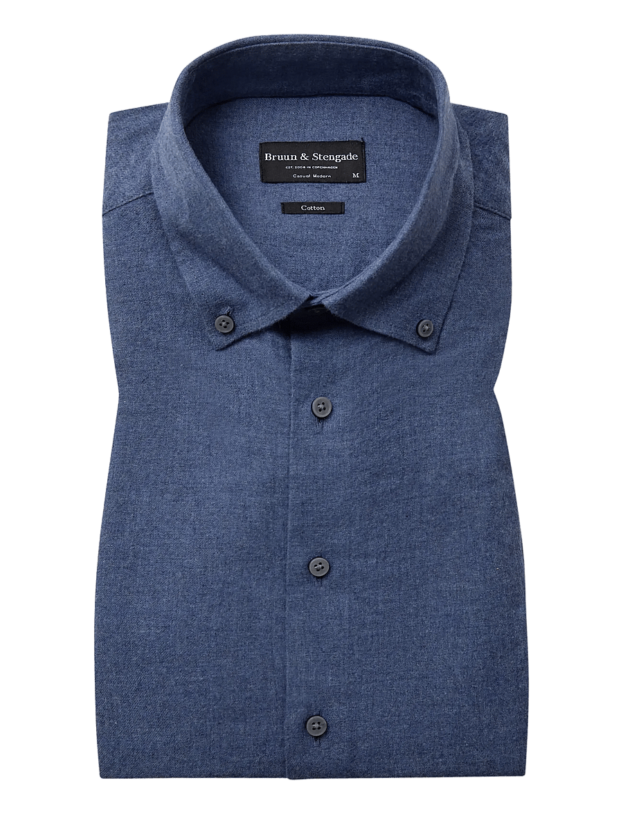 Bruun & Stengade - BS Akihito Casual Modern Fit Shirt - flanell-hemden - blue - 0