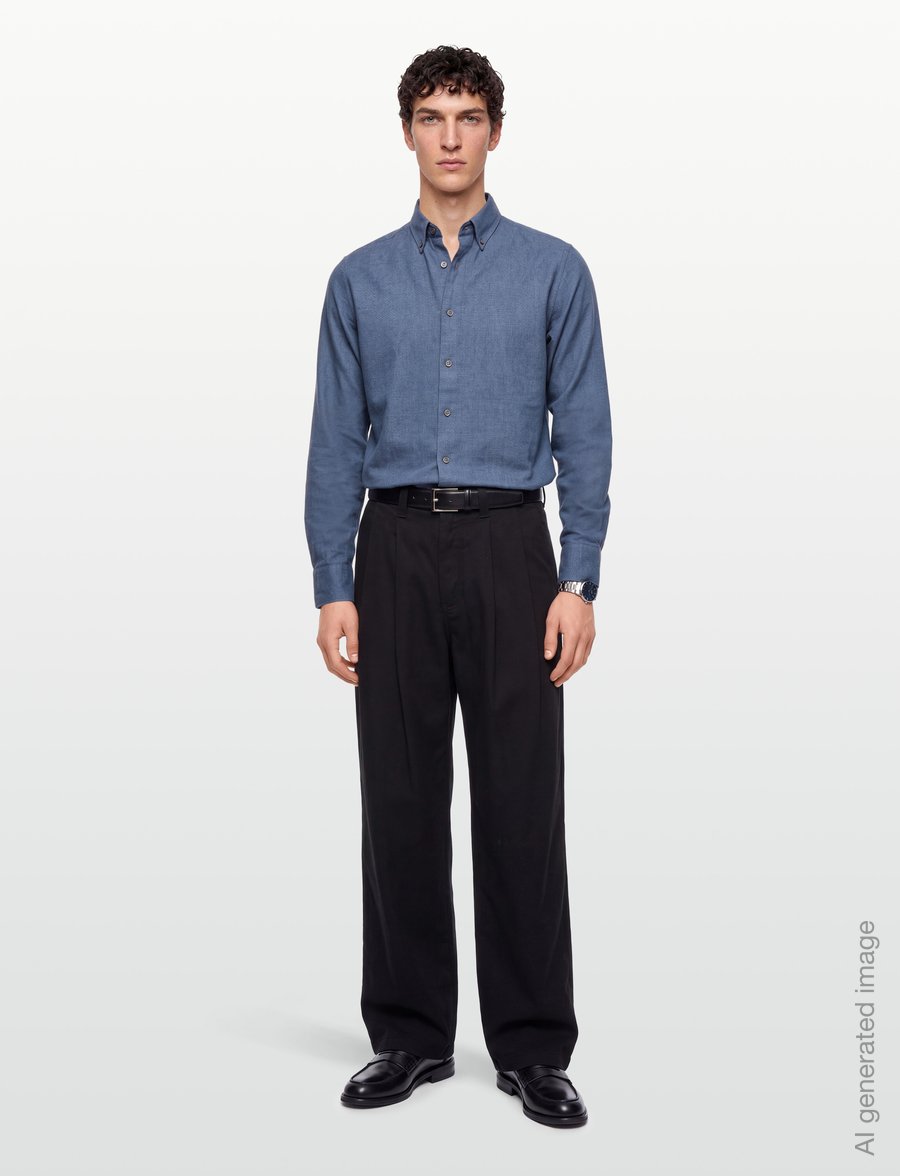 Bruun & Stengade - BS Akihito Casual Modern Fit Shirt - flanellskjortor - blue - 0