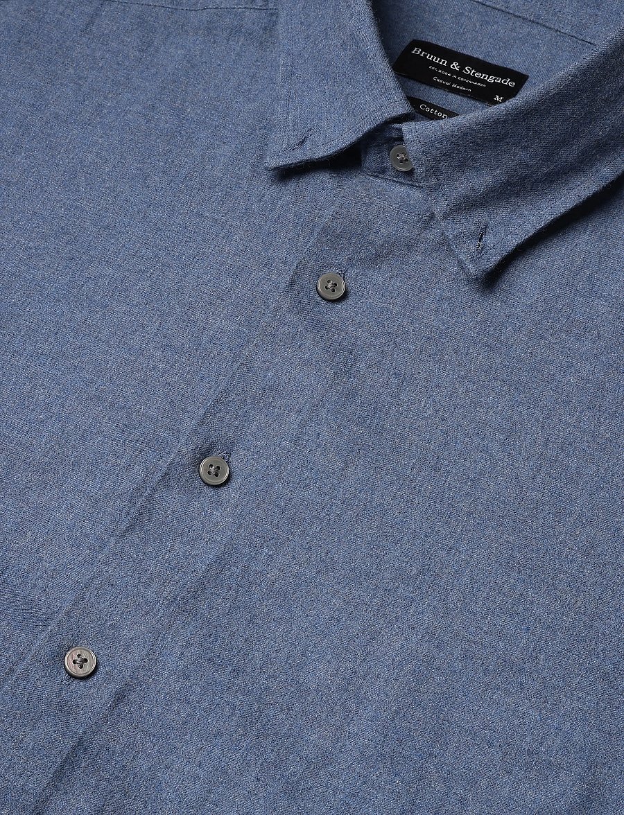 Bruun & Stengade - BS Akihito Casual Modern Fit Shirt - flanellskjortor - blue - 5