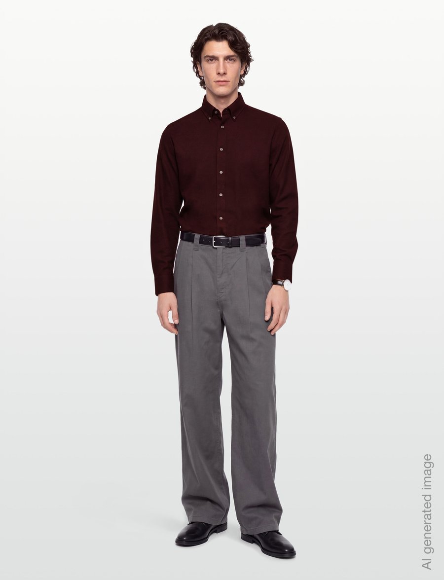 Bruun & Stengade - BS Akihito Casual Modern Fit Shirt - flannel shirts - bordeaux - 0