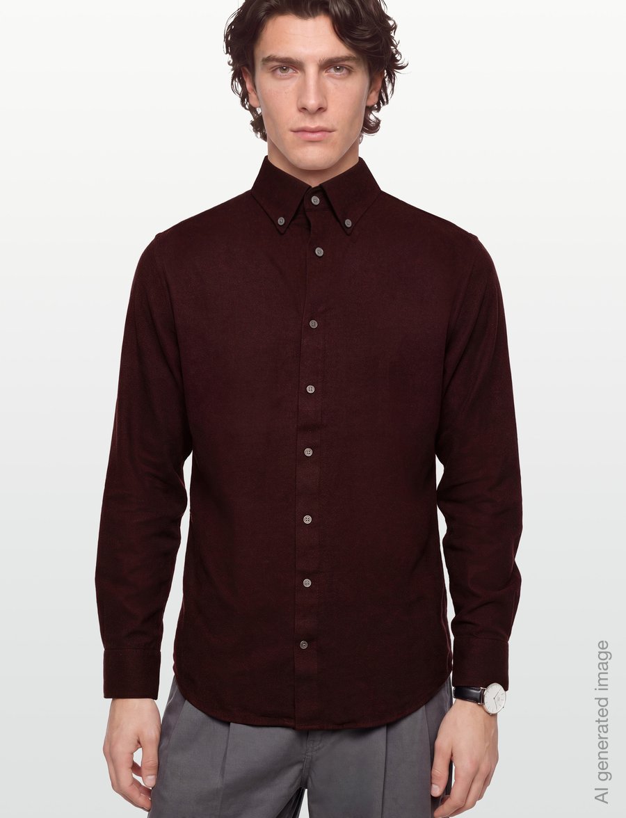 Bruun & Stengade - BS Akihito Casual Modern Fit Shirt - flannel shirts - bordeaux - 3