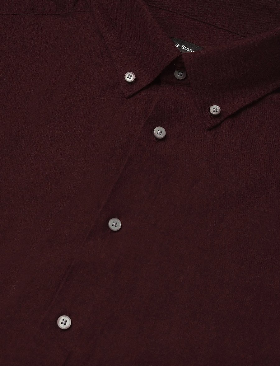 Bruun & Stengade - BS Akihito Casual Modern Fit Shirt - flanellsärgid - bordeaux - 2