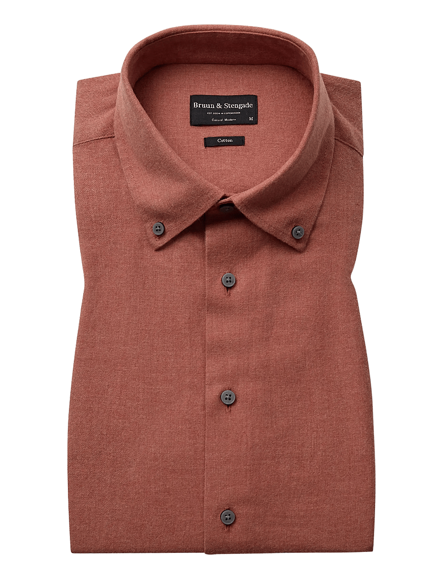 Bruun & Stengade - BS Akihito Casual Modern Fit Shirt - flanell-hemden - dusty red - 0