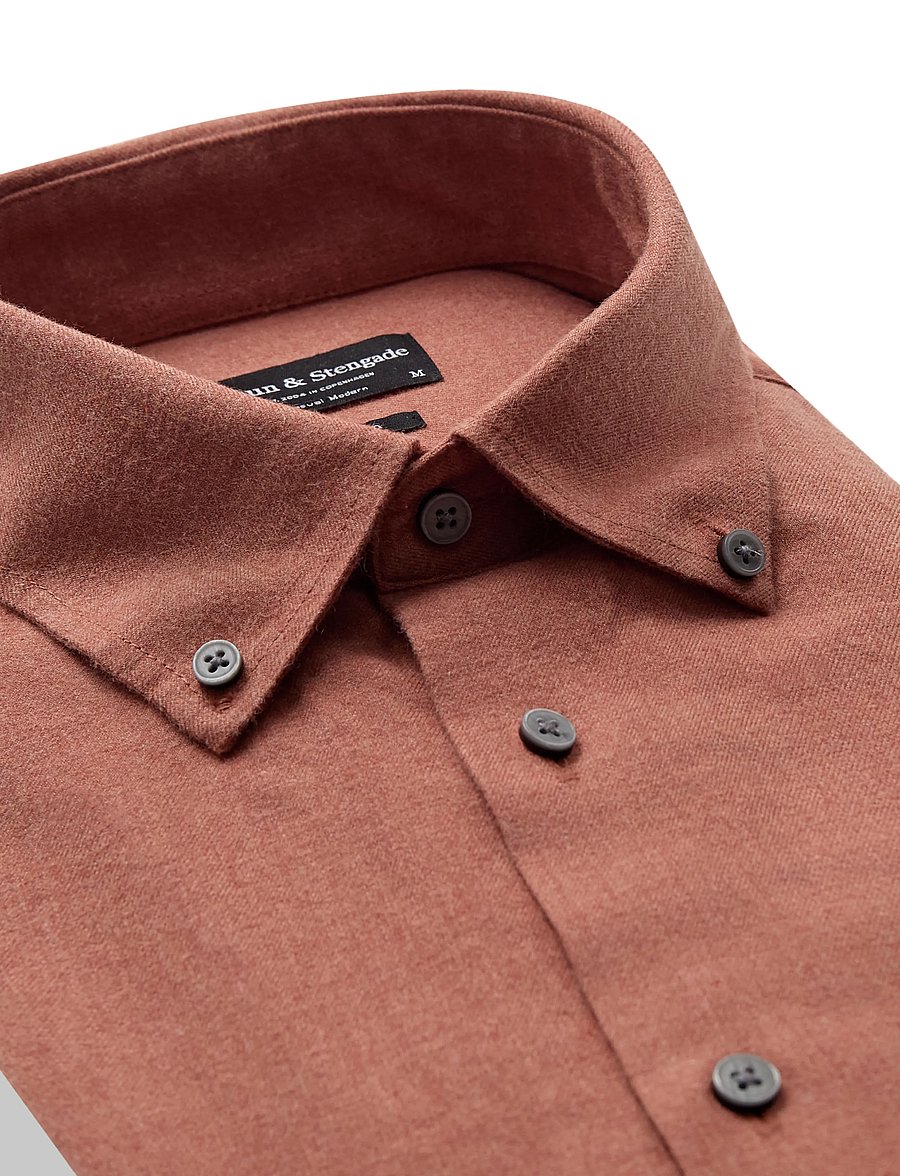 Bruun & Stengade - BS Akihito Casual Modern Fit Shirt - flanell-hemden - dusty red - 1