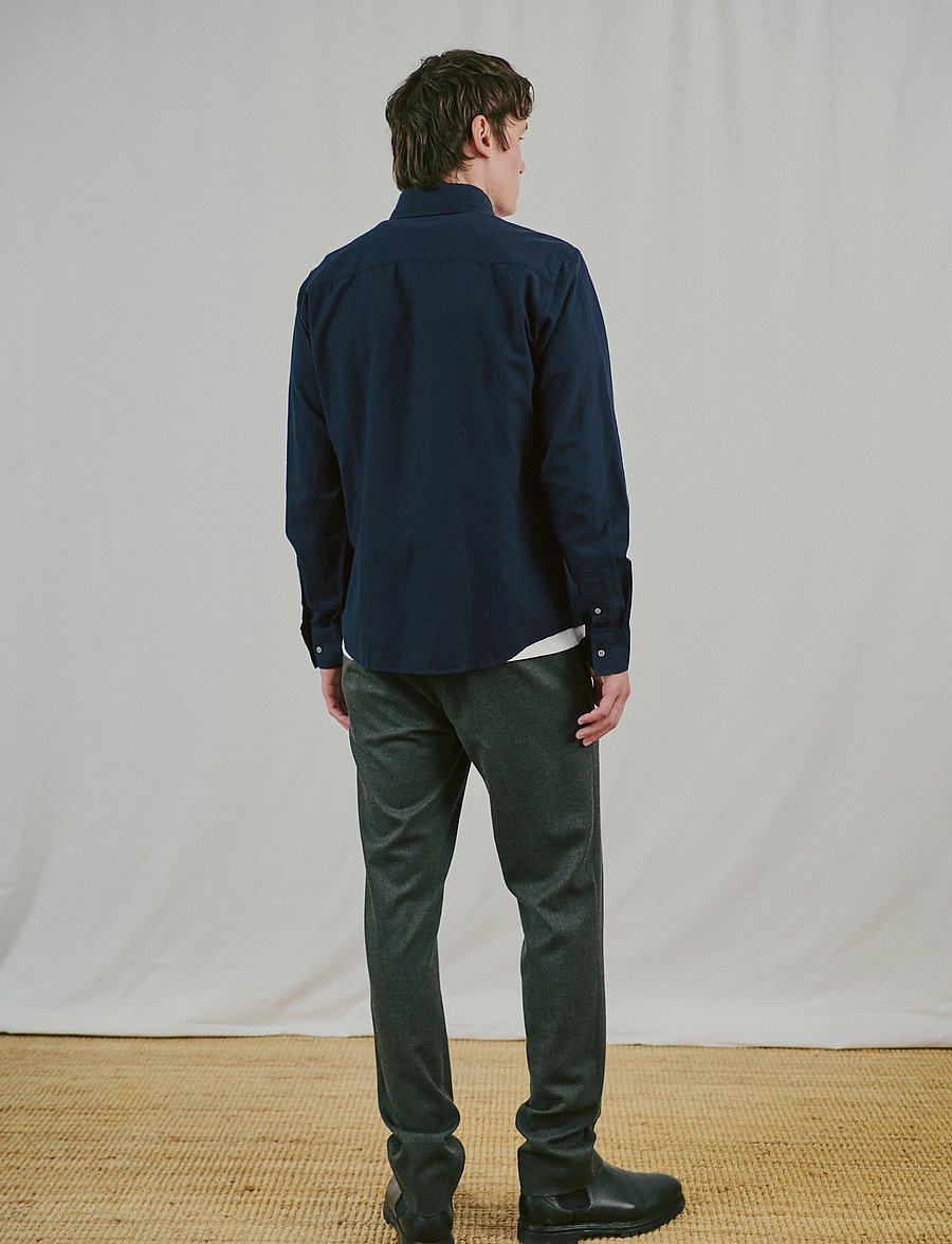 Bruun & Stengade - BS Akihito Casual Modern Fit Shirt - flanell-hemden - navy - 0