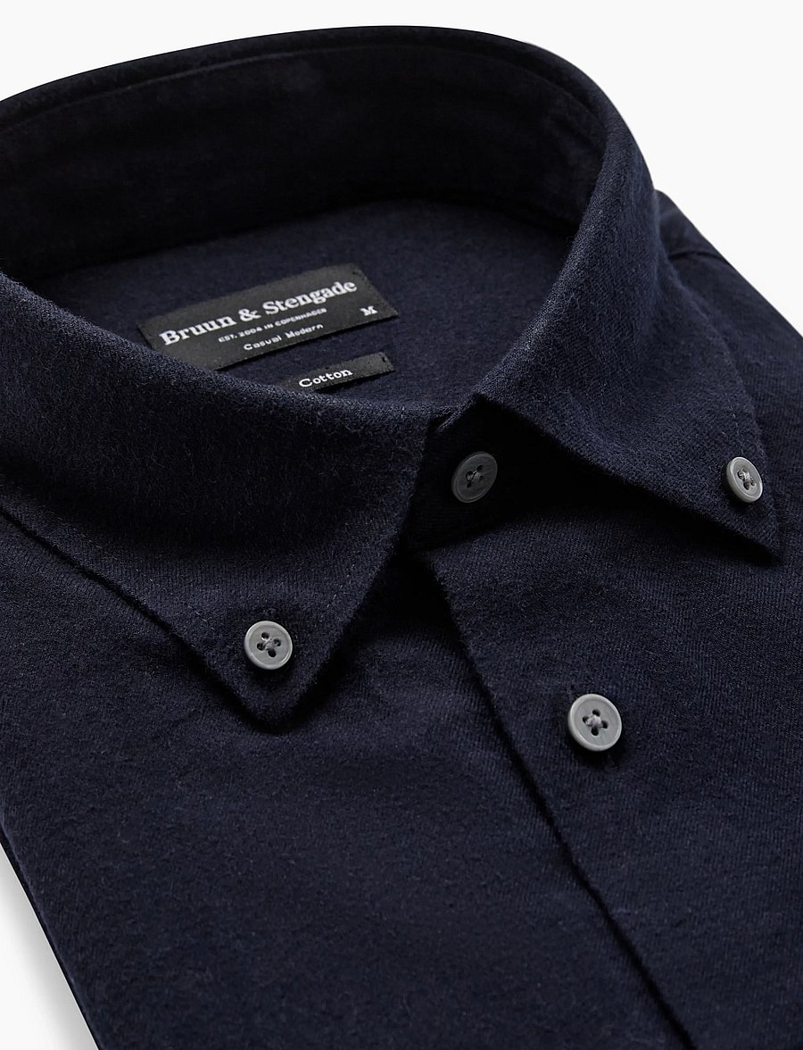 Bruun & Stengade - BS Akihito Casual Modern Fit Shirt - flanell-hemden - navy - 4