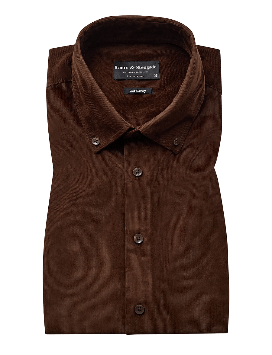 Bruun & Stengade - BS Osei Casual Modern Fit Shirt - cordhemden - brown - 1