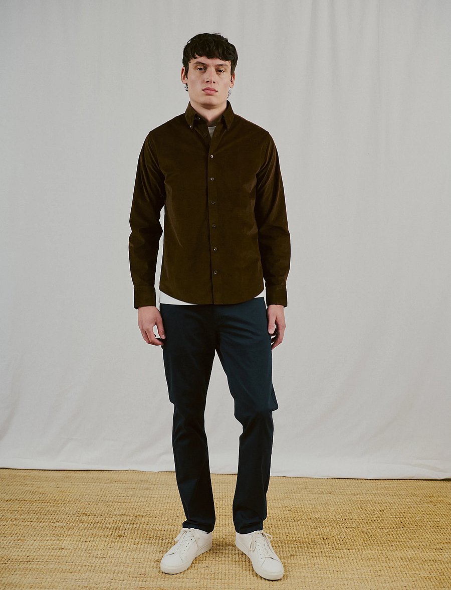 Bruun & Stengade - BS Osei Casual Modern Fit Shirt - cordhemden - brown - 0