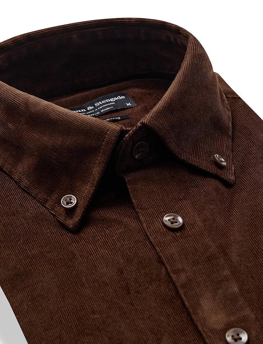 Bruun & Stengade - BS Osei Casual Modern Fit Shirt - cordhemden - brown - 4