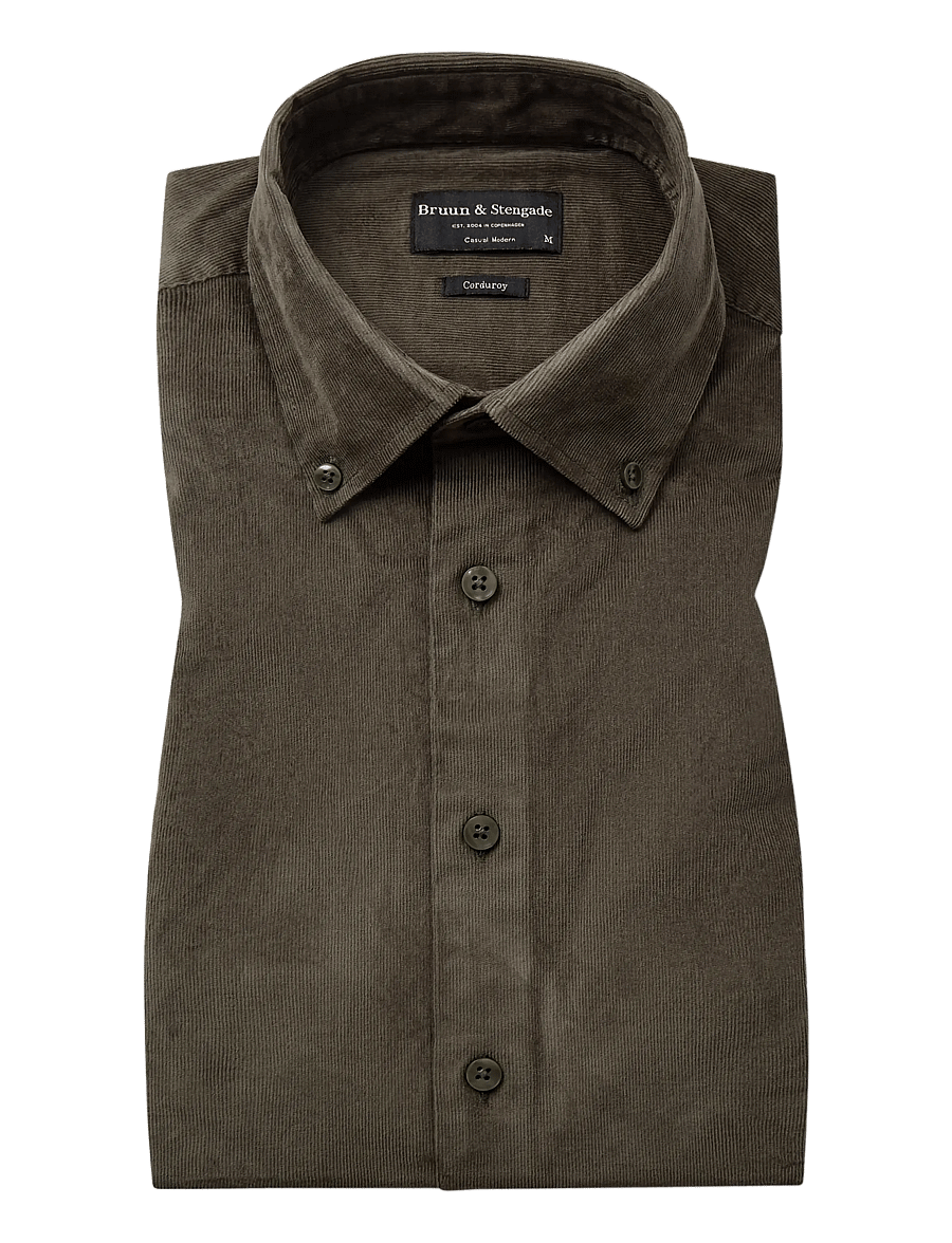 Bruun & Stengade - BS Osei Casual Modern Fit Shirt - cordhemden - green - 1