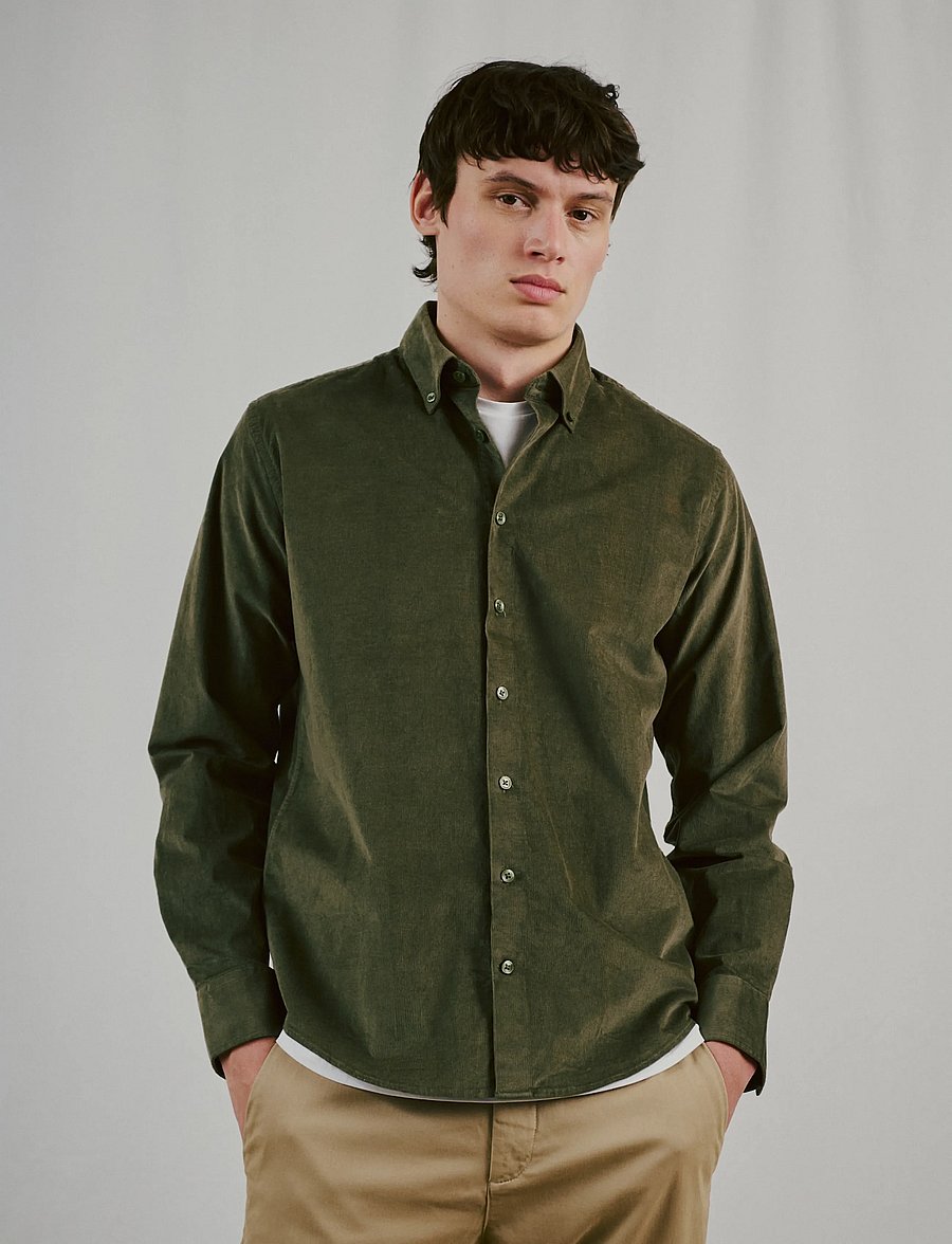 Bruun & Stengade - BS Osei Casual Modern Fit Shirt - cordhemden - green - 0