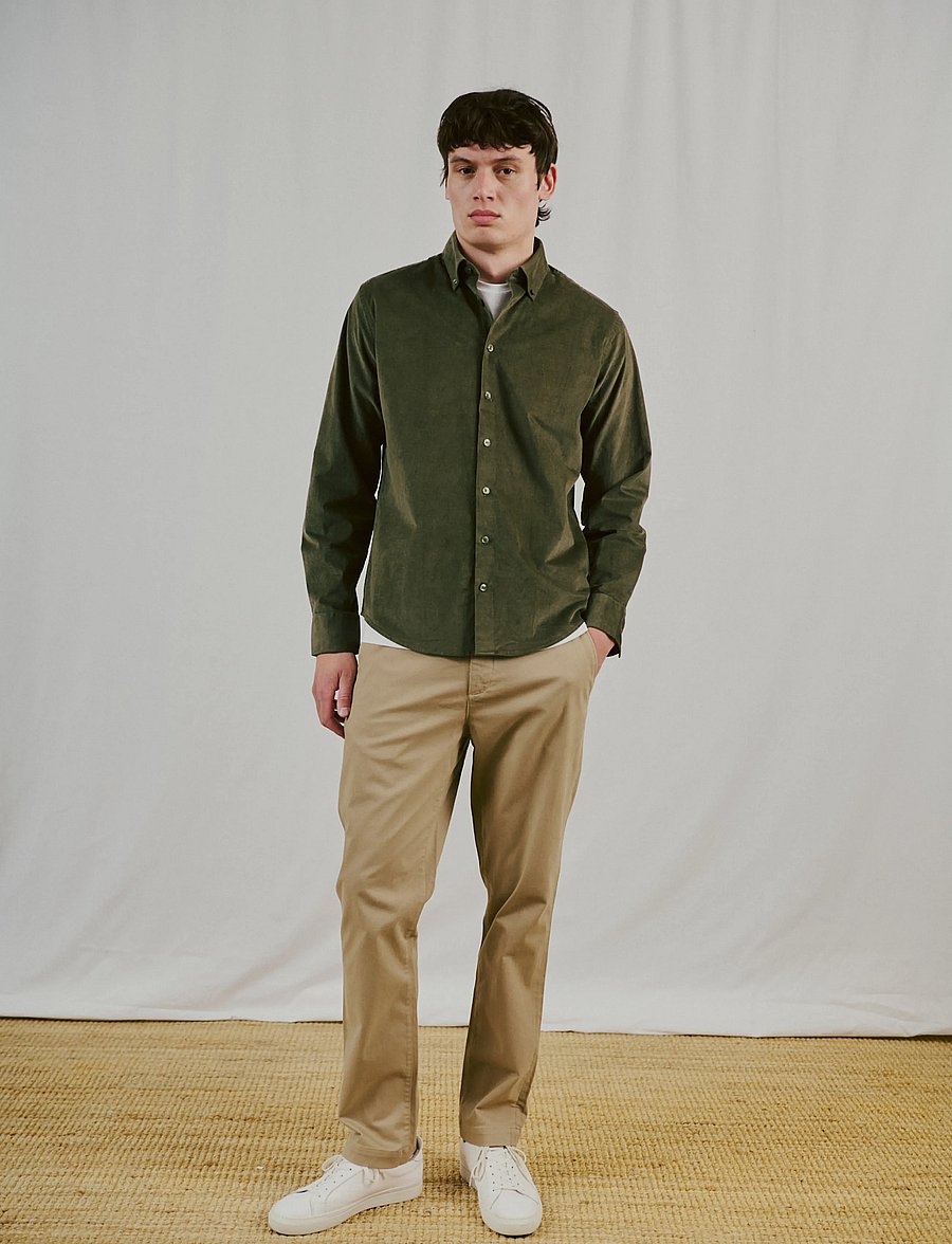 Bruun & Stengade - BS Osei Casual Modern Fit Shirt - cordhemden - green - 2