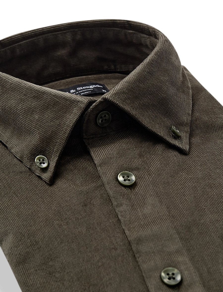Bruun & Stengade - BS Osei Casual Modern Fit Shirt - cordhemden - green - 4
