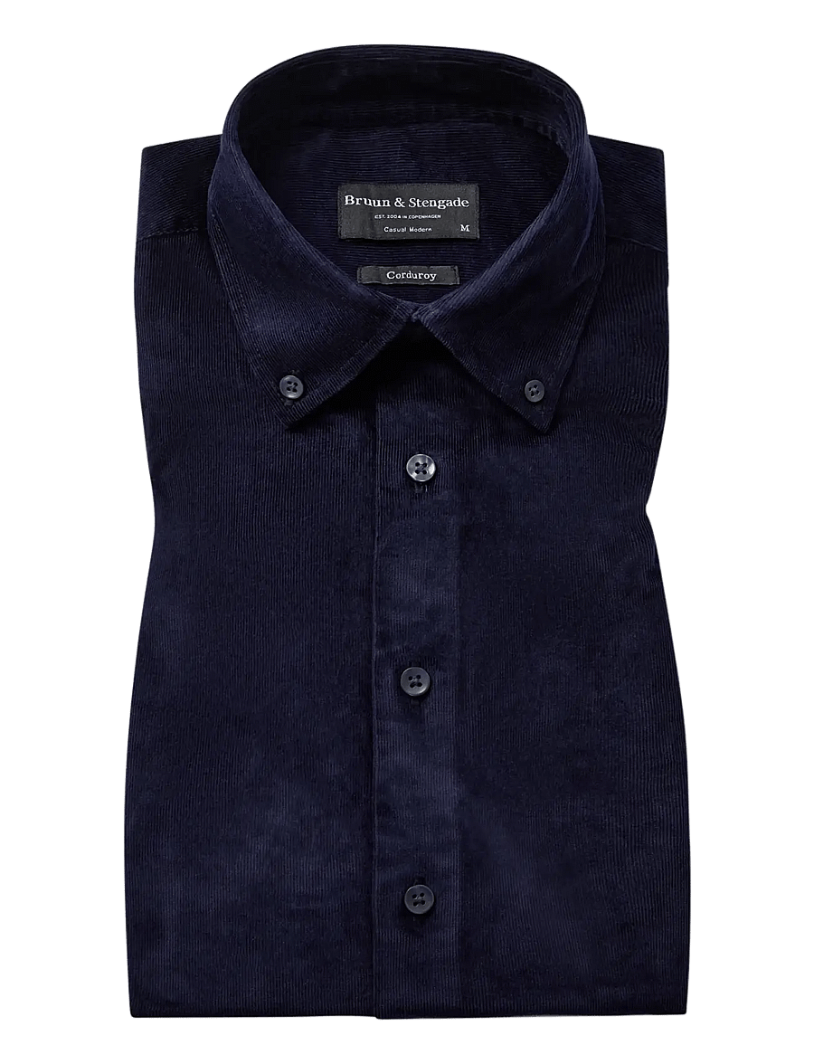 Bruun & Stengade - BS Osei Casual Modern Fit Shirt - cordhemden - navy - 0