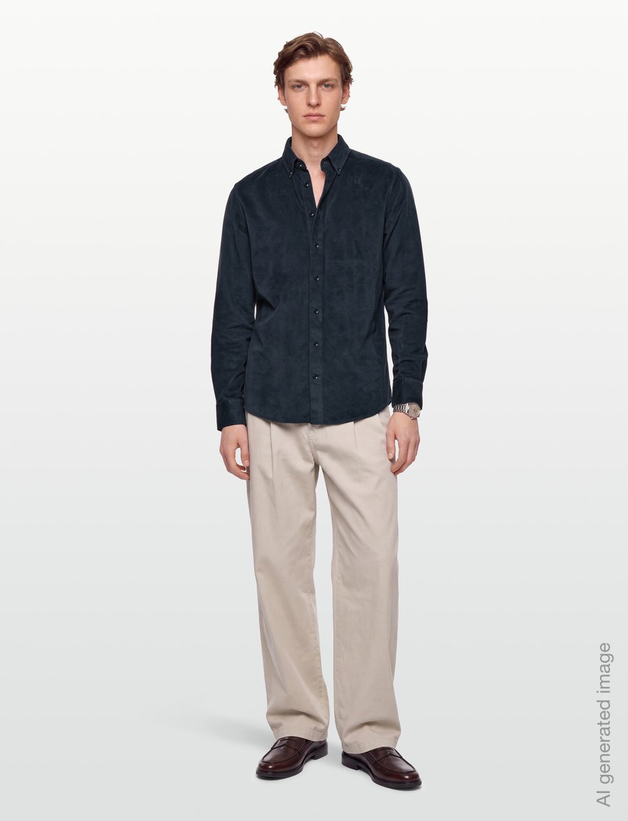 Bruun & Stengade - BS Osei Casual Modern Fit Shirt - cordhemden - navy - 0