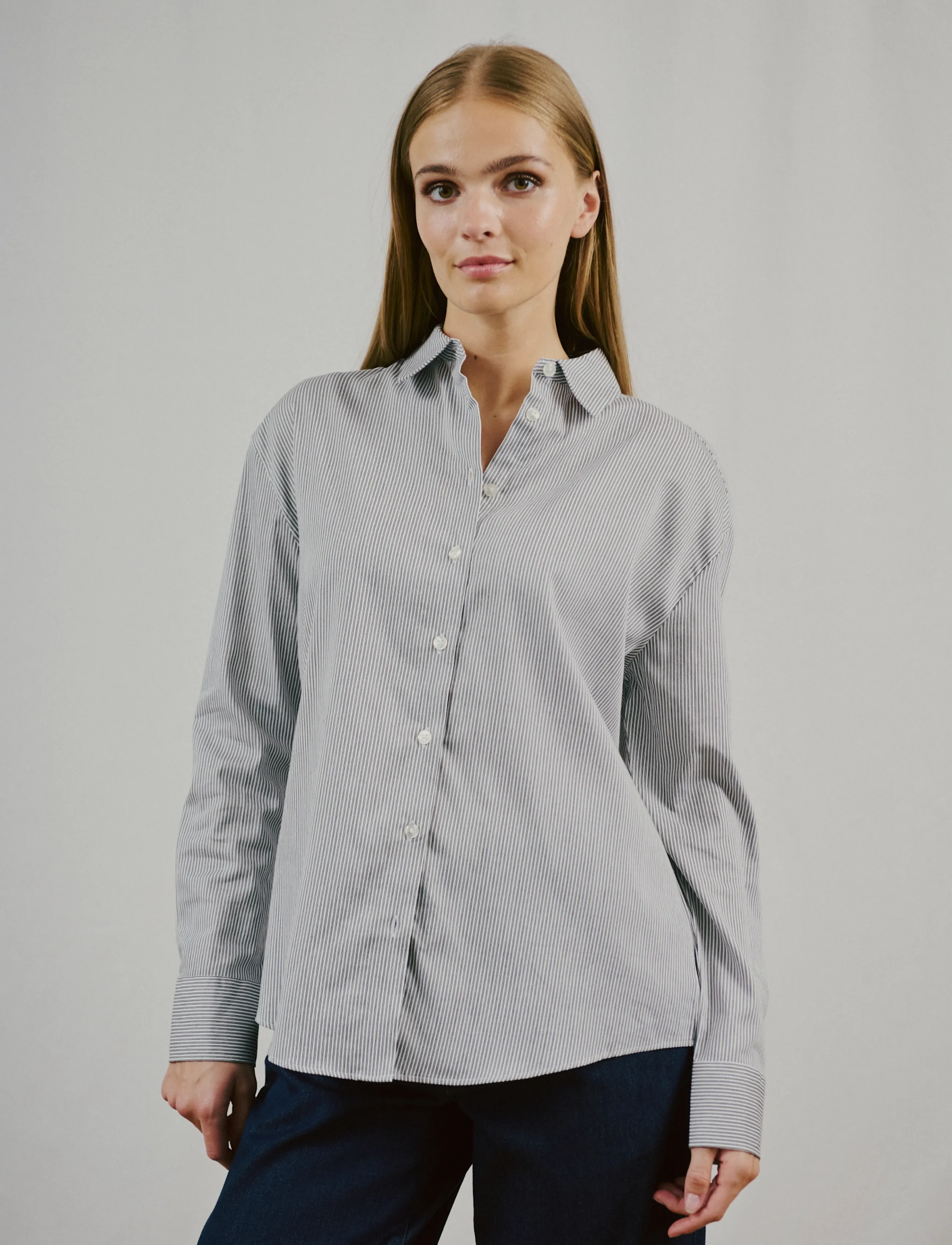 Bruun & Stengade BS Elsie Regular Fit Shirt - Hemden - BLACK/WHITE / white