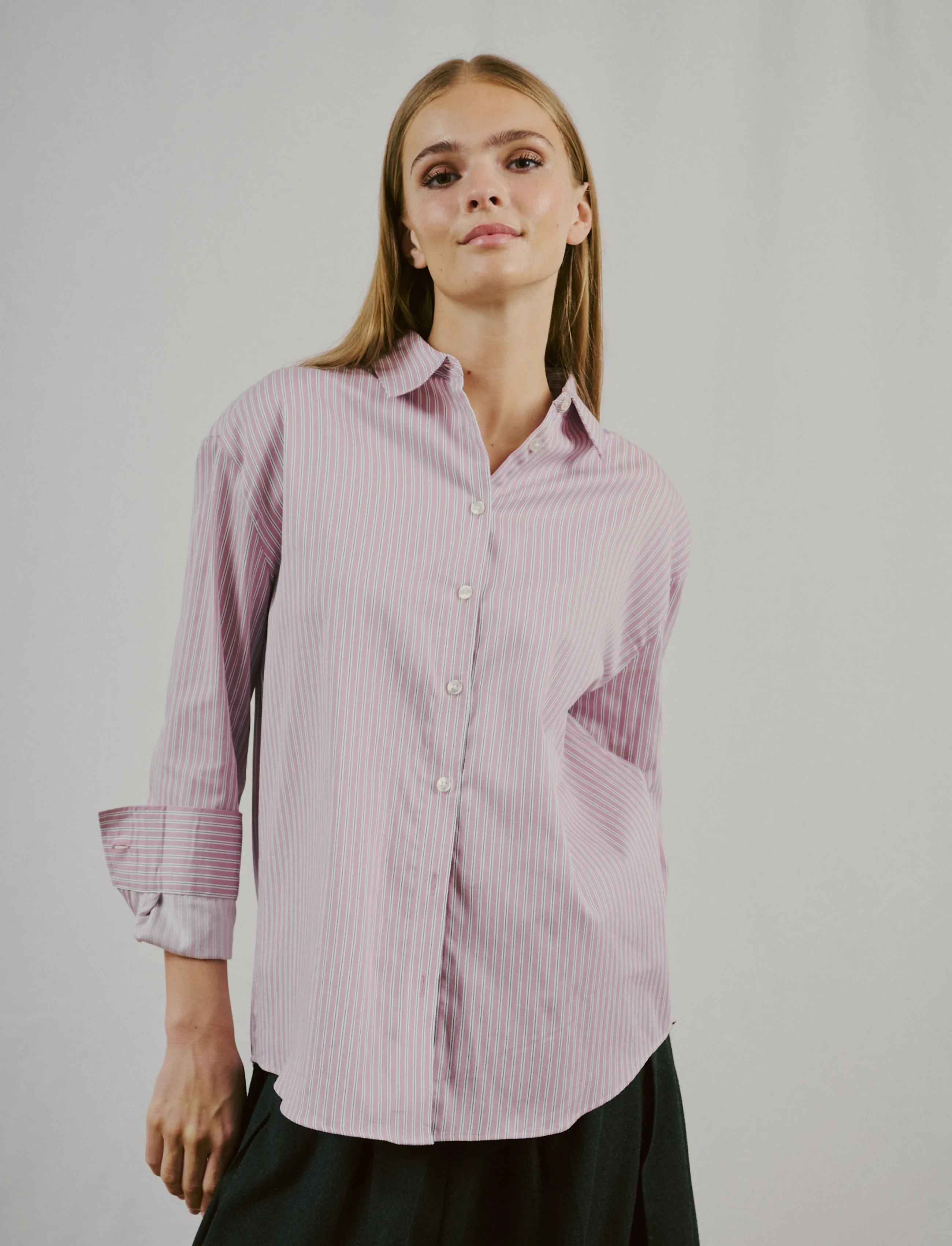 Bruun & Stengade - BS Elsie Regular Fit Shirt - långärmade skjortor - pink/white - 3