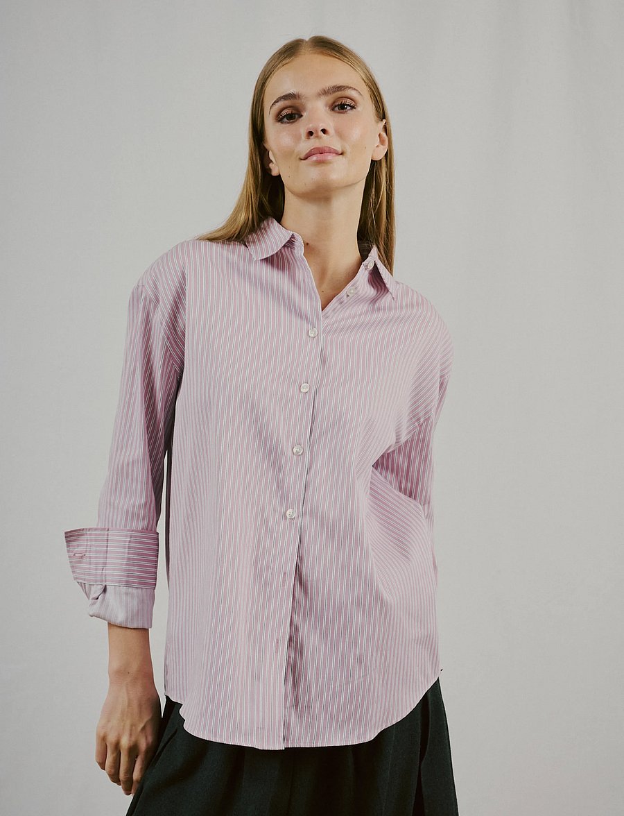 Bruun & Stengade - BS Elsie Regular Fit Shirt - pikkade varrukatega särgid - pink/white - 3
