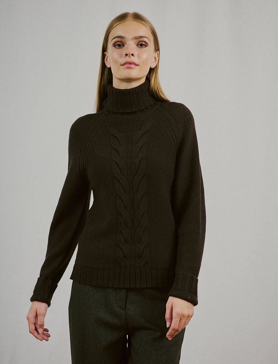 Bruun & Stengade - BS Juliana Regular Fit Knitwear - kõrge kaelusega kudumid - dark brown - 0
