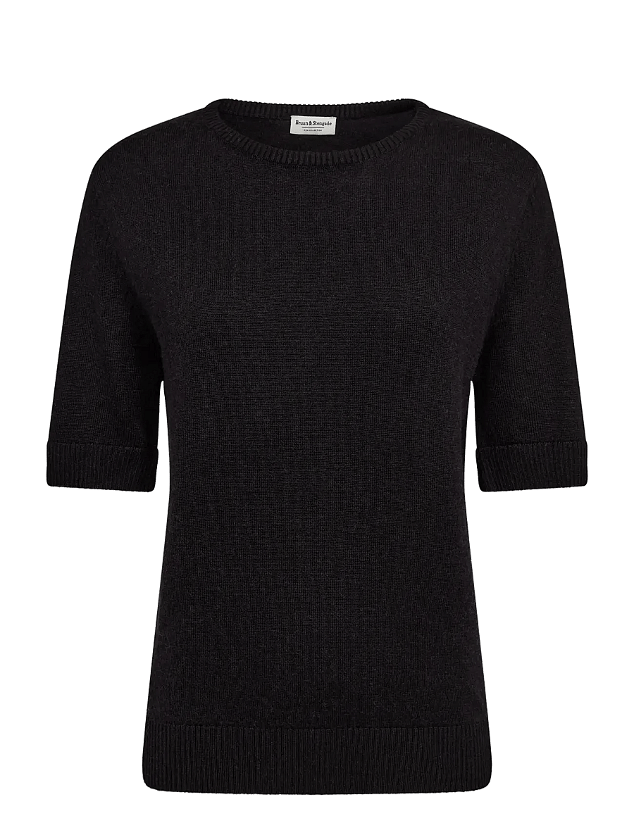 Bruun & Stengade - BS Annelie Regular Fit T-Shirt - stickade tröjor - black - 1