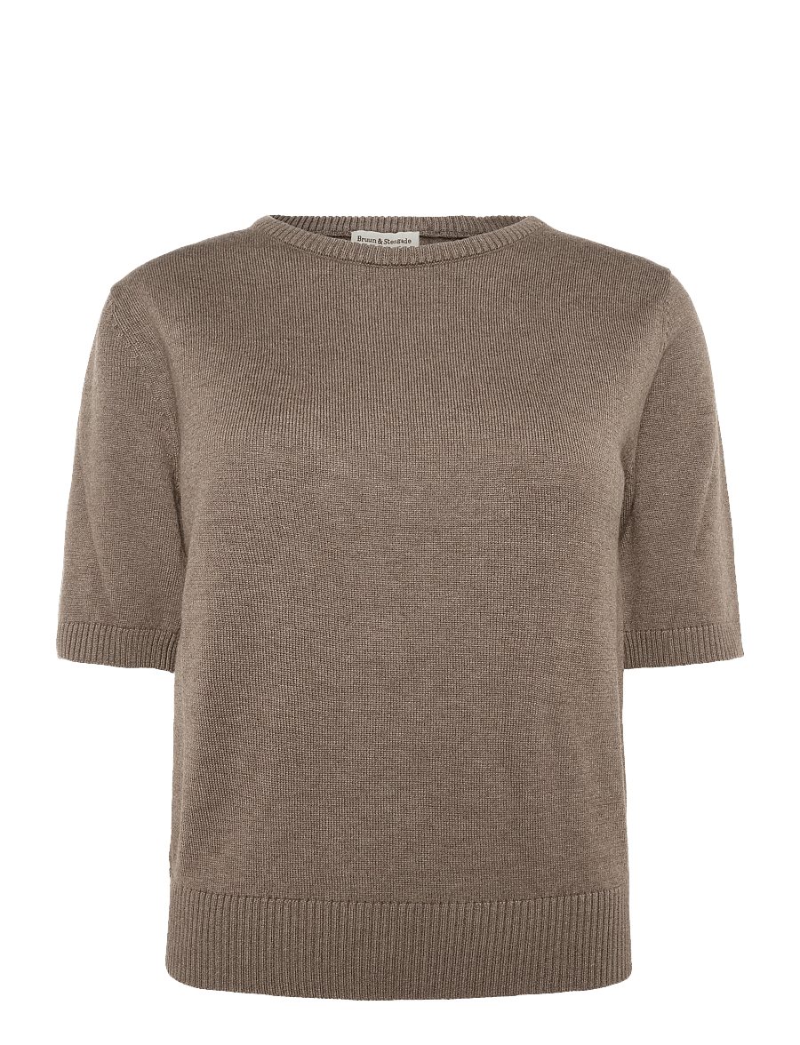 Bruun & Stengade - BS Annelie Regular Fit T-Shirt - stickade tröjor - mole - 1