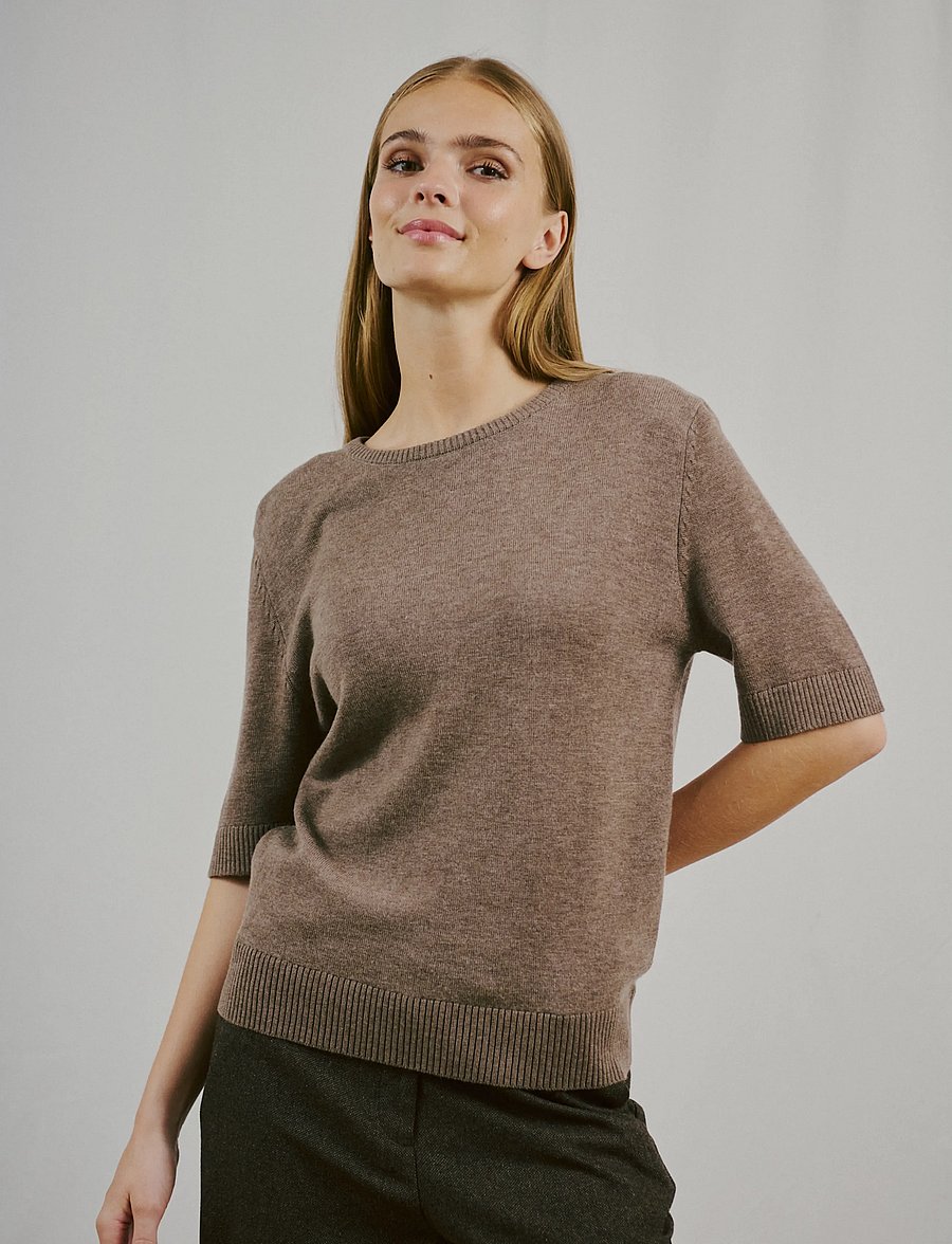 Bruun & Stengade - BS Annelie Regular Fit T-Shirt - stickade tröjor - mole - 0