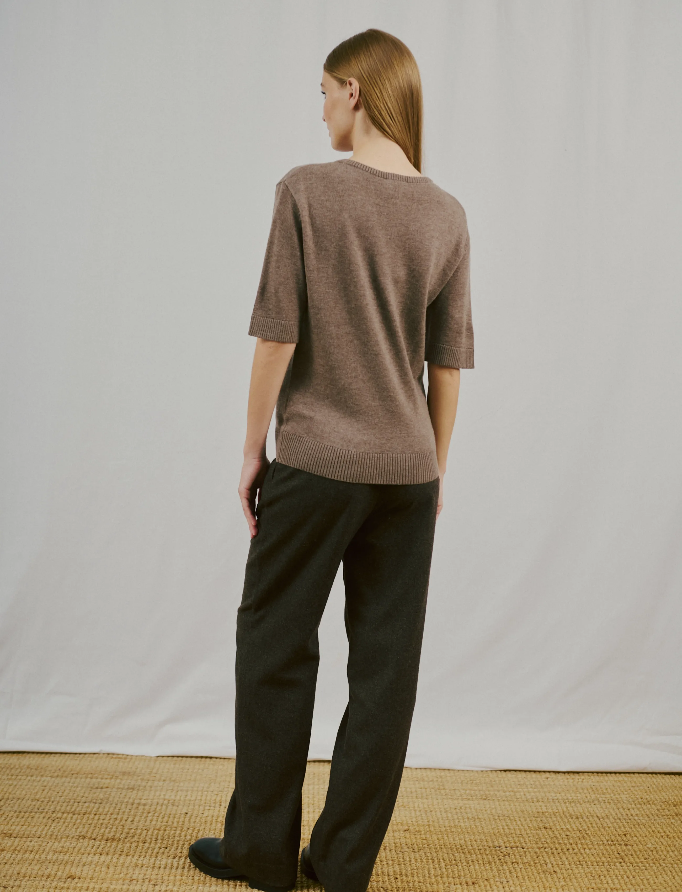 Bruun & Stengade - BS Annelie Regular Fit T-Shirt - stickade tröjor - mole - 3