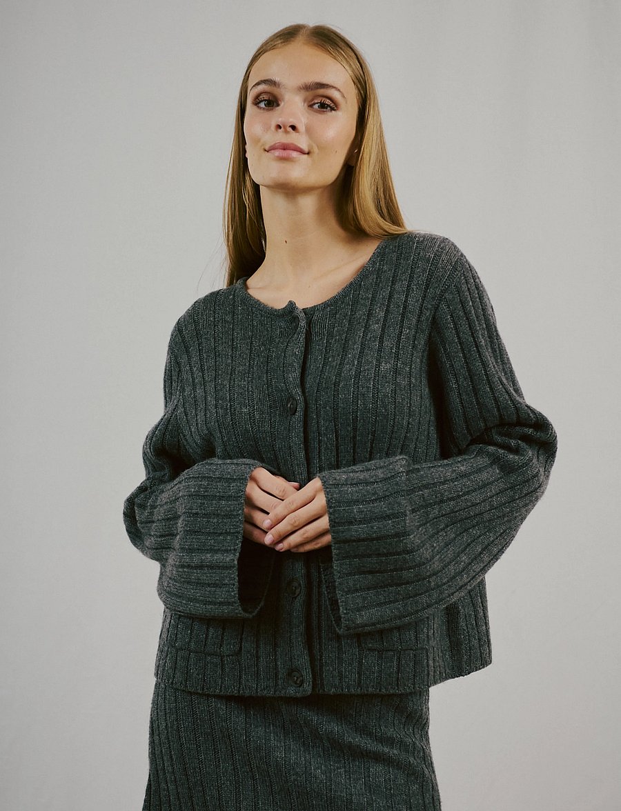 Bruun & Stengade - BS Kasimira Regular Fit Knitwear - koftor - dark grey - 0