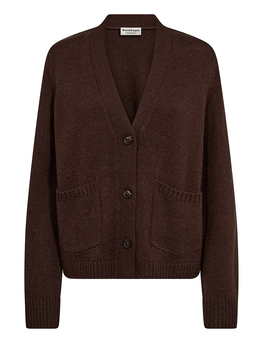 Bruun & Stengade - BS Gretel Regular Fit Knitwear - koftor - dark brown - 1