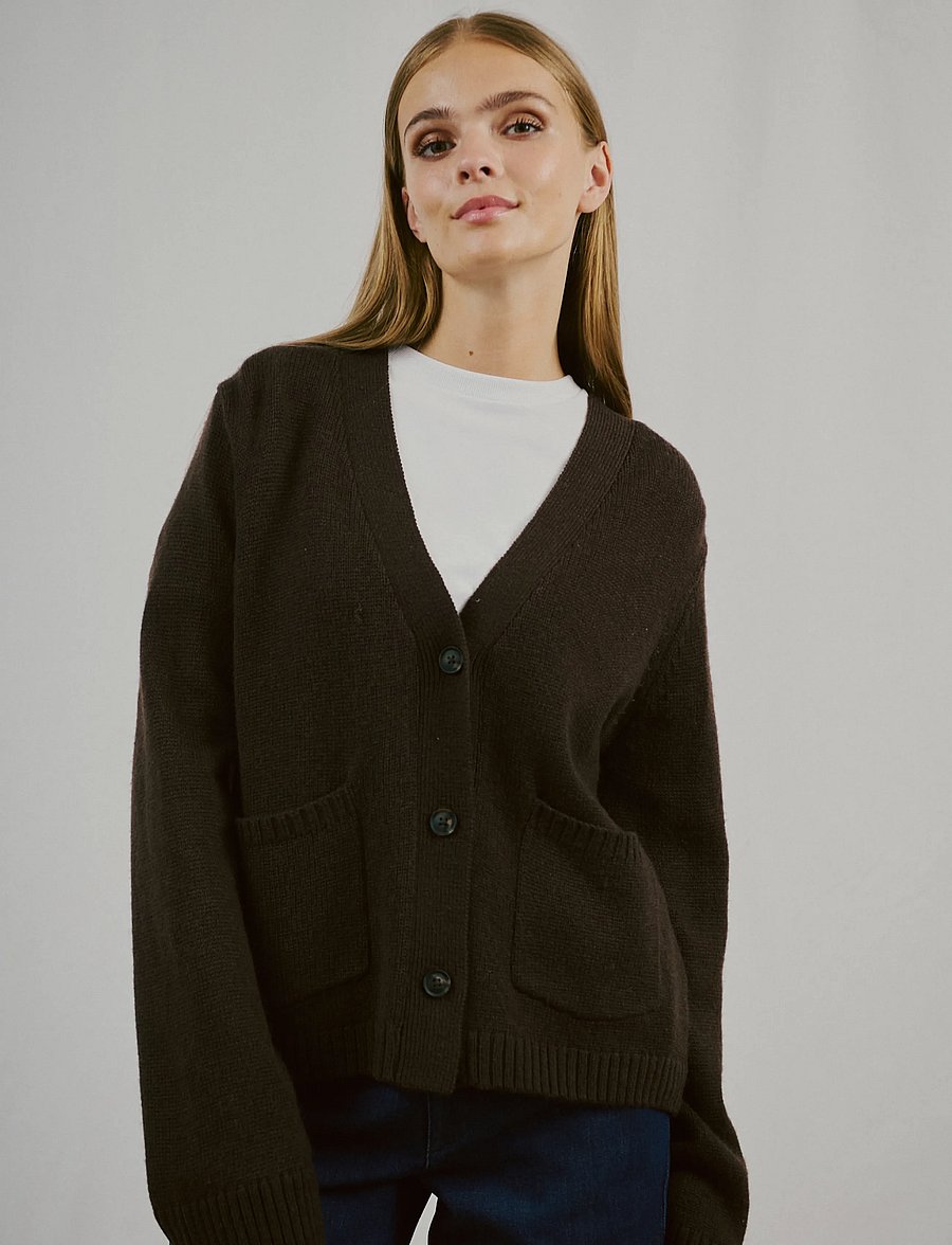 Bruun & Stengade - BS Gretel Regular Fit Knitwear - koftor - dark brown - 4