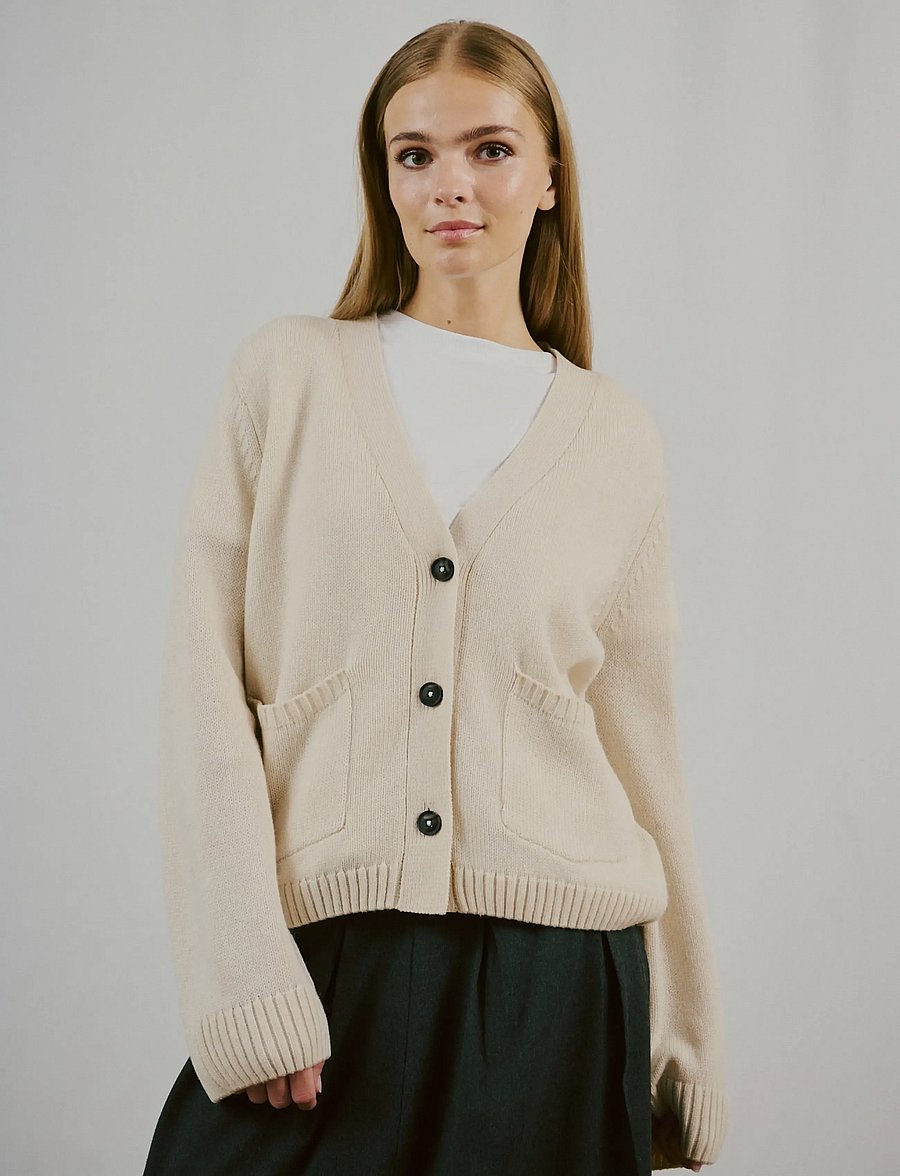 Bruun & Stengade - BS Gretel Regular Fit Knitwear - strickjacken - ecru - 0