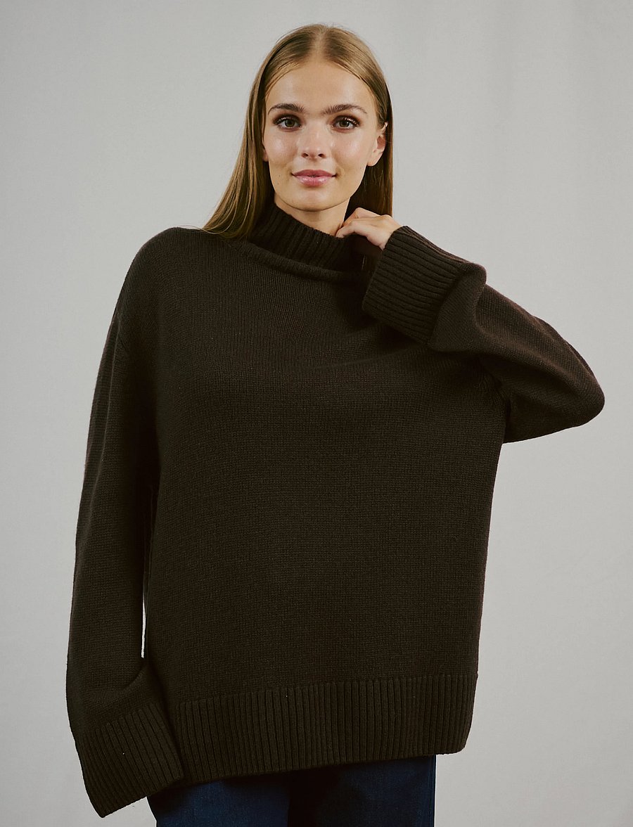 Bruun & Stengade - BS Emmeline Regular Fit Knitwear - rullekraver - dark brown - 0