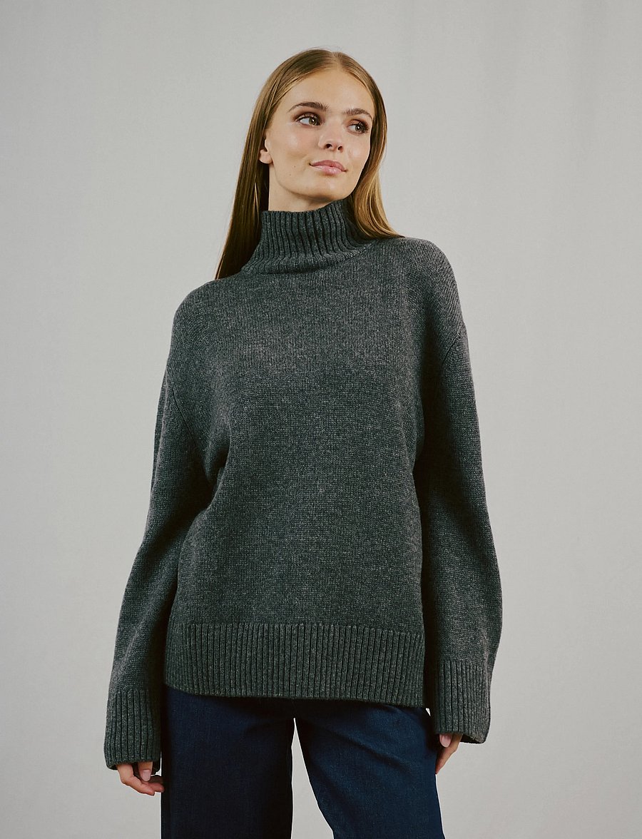 Bruun & Stengade - BS Emmeline Regular Fit Knitwear - turtlenecks - dark grey - 0