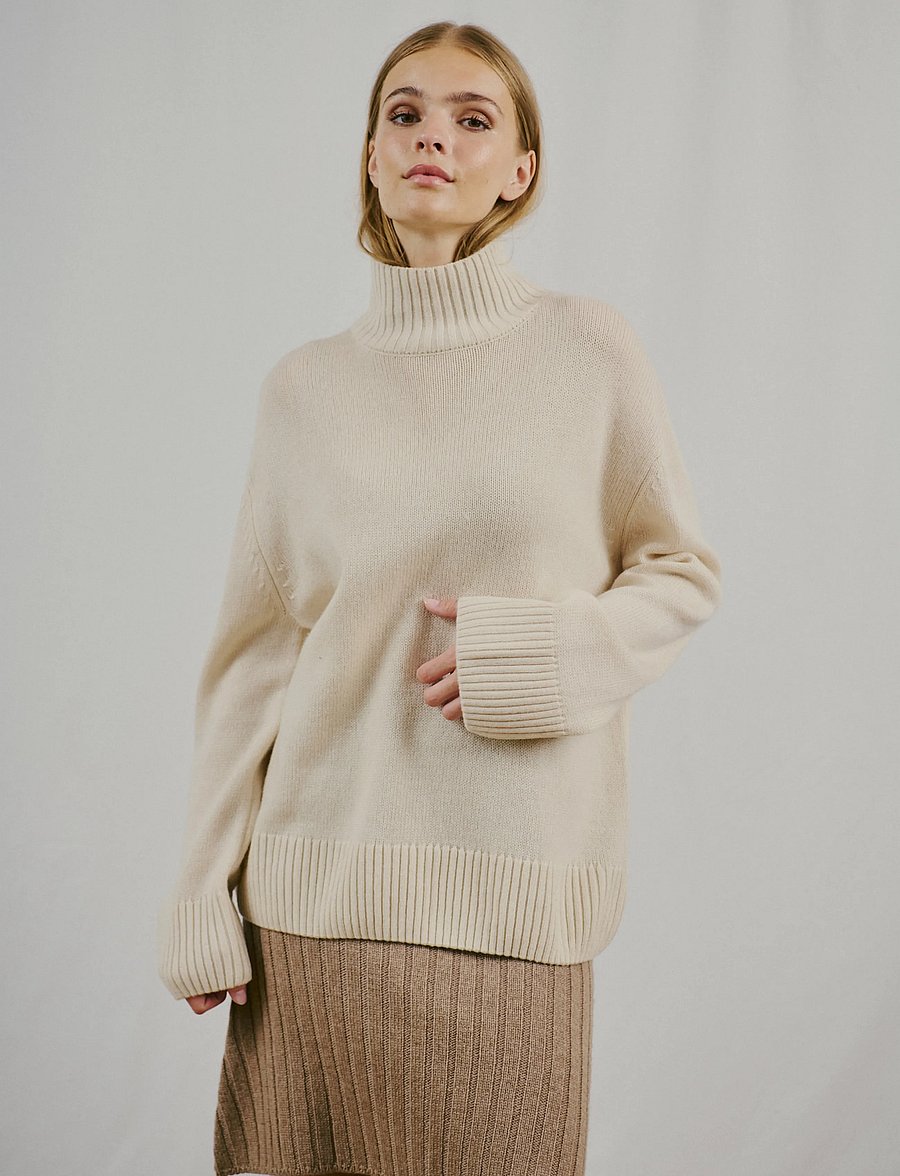 Bruun & Stengade - BS Emmeline Regular Fit Knitwear - rullekraver - ecru - 0