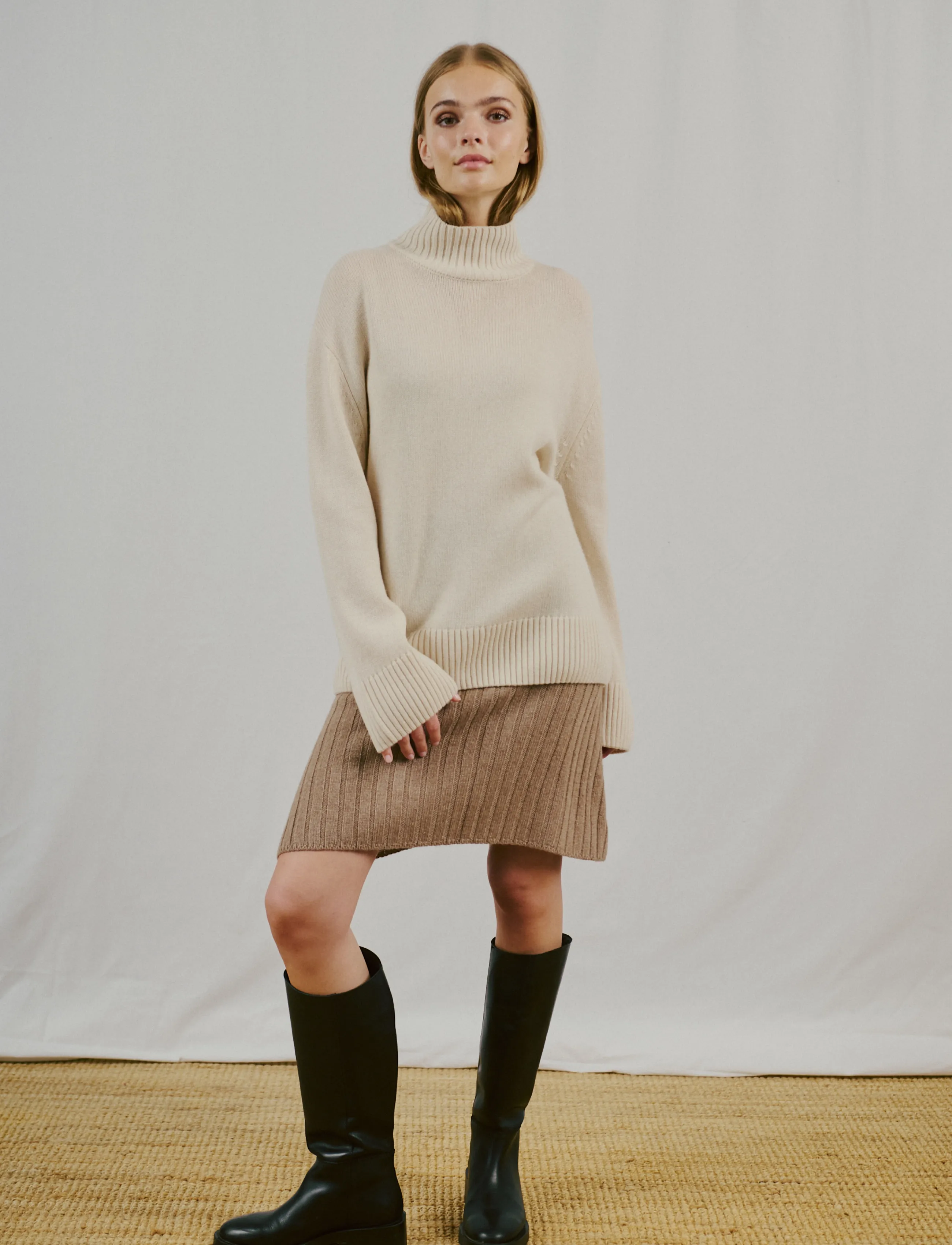 Bruun & Stengade - BS Emmeline Regular Fit Knitwear - rullekraver - ecru - 4